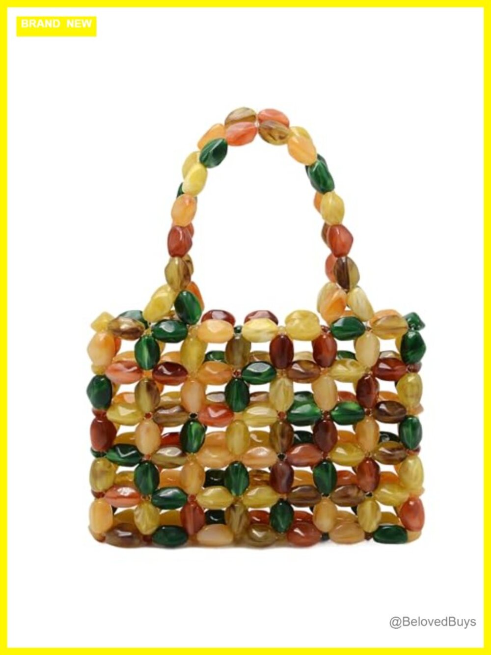 Acrylic Beaded Clutch Handbag Woven Tote Shoulder Bag Wedding Party